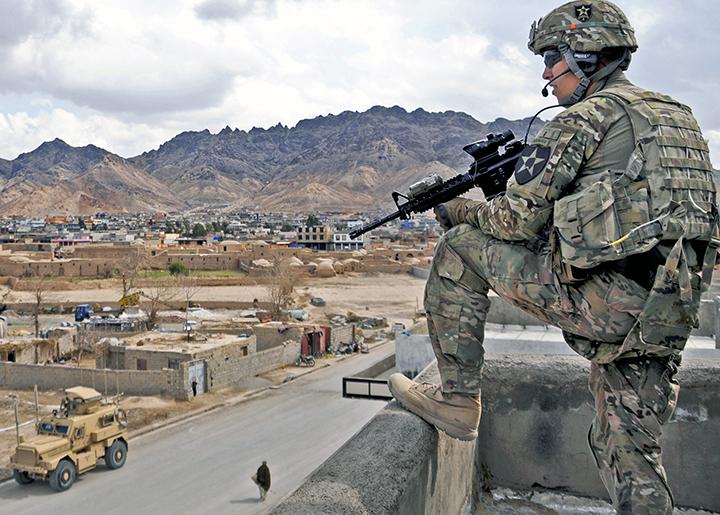 U.S. troops patrol in Farah City, Afghanistan