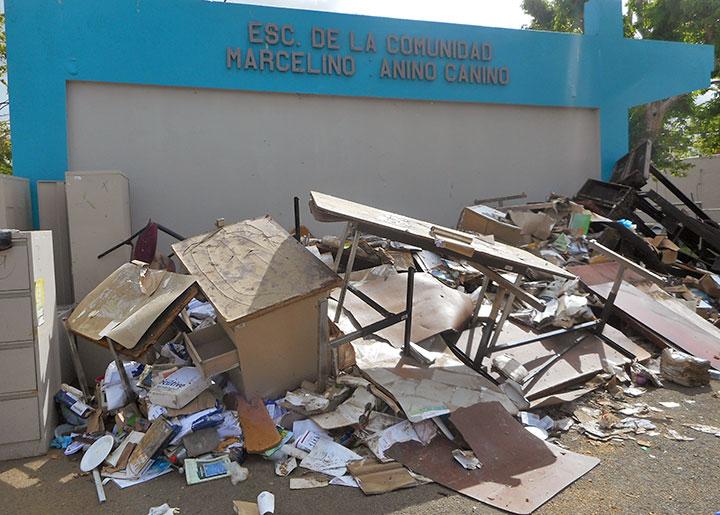 A ruined school in Puerto Rico after Hurricane Maria