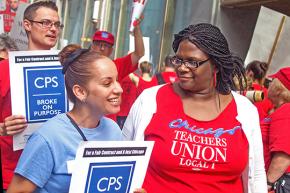 CTU members protest against a school system that's "broke on purpose"