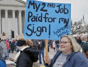 Teachers and supporters rallied in their thousands outside the state Capitol building in Oklahoma