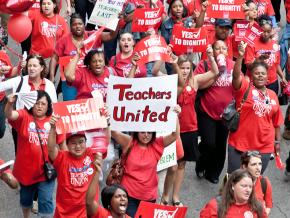 Chicago teachers on the march during their nine-day strike